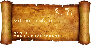 Kulman Titán névjegykártya